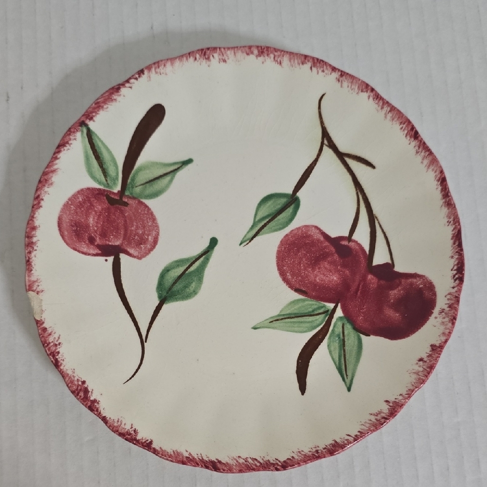 Vintage Blue Ridge Pottery Cherry Design Ceramic Dessert Plate